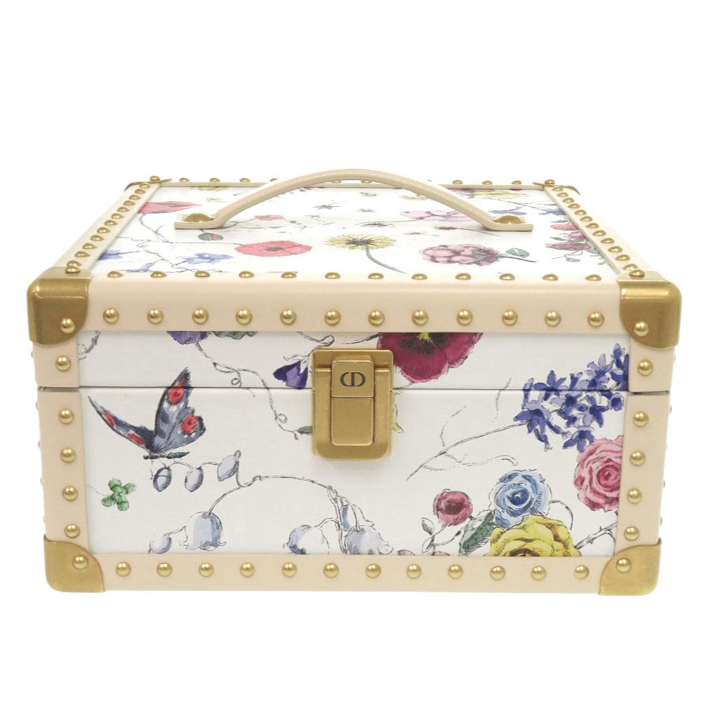 未使用 クリスチャンディオール フラワー 花 トランク レザー ホワイト 小物入れ 1360【中古】Christian Dior