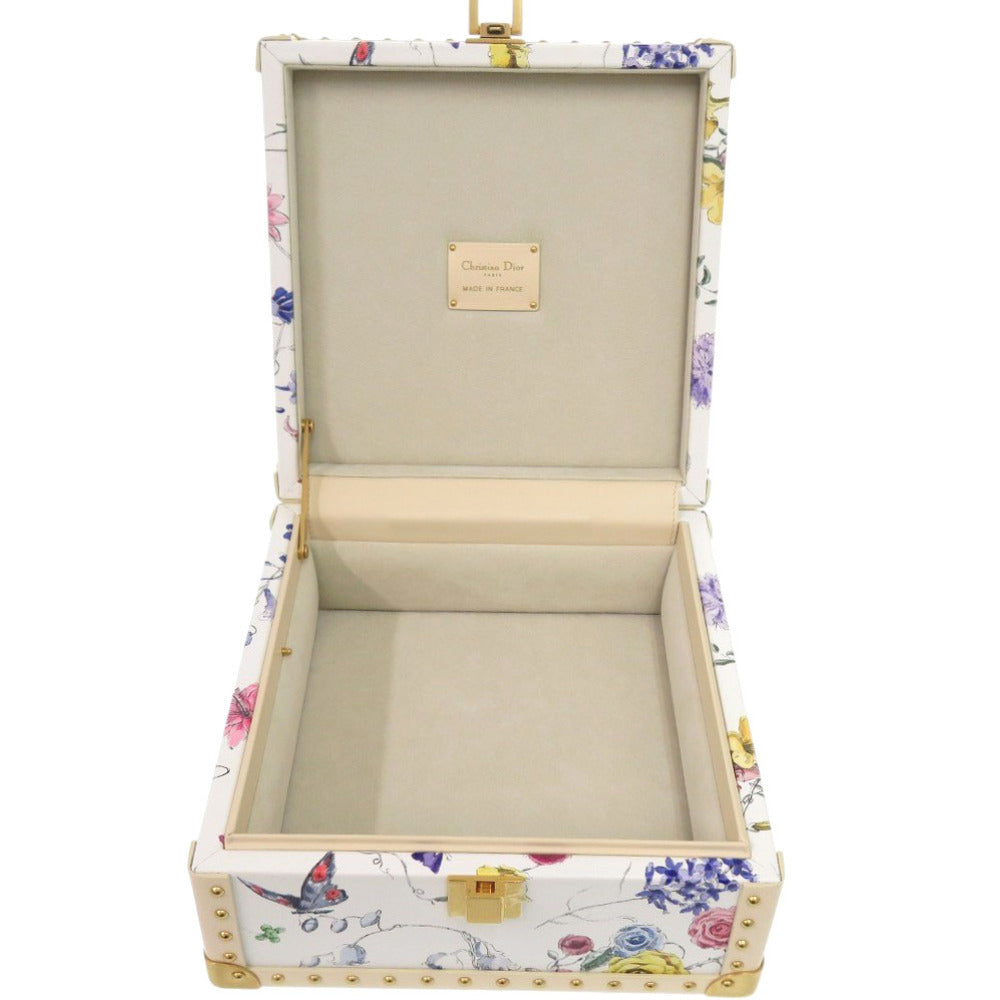 未使用 クリスチャンディオール フラワー 花 トランク レザー ホワイト 小物入れ 1360【中古】Christian Dior