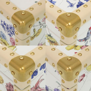 未使用 クリスチャンディオール フラワー 花 トランク レザー ホワイト 小物入れ 1360【中古】Christian Dior