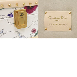 未使用 クリスチャンディオール フラワー 花 トランク レザー ホワイト 小物入れ 1360【中古】Christian Dior