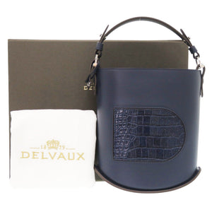 未使用 デルボー パン ミニバケット レザー ネイビー ハンドバッグ 1364【中古】DELVAUX