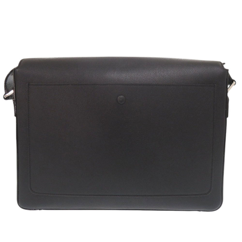 美品 ヴァレクストラ Vライン レザー ブラック ショルダーバッグ メッセンジャーバッグ 黒 1368【中古】Valextra