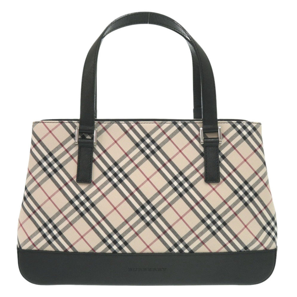 新品同様 バーバリー ノバチェック ナイロンキャンバス レザー ベージュ ハンドバッグ 1386【中古】BURBERRY