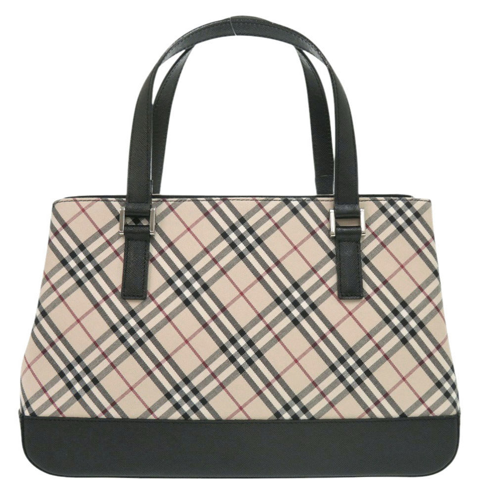 新品同様 バーバリー ノバチェック ナイロンキャンバス レザー ベージュ ハンドバッグ 1386【中古】BURBERRY