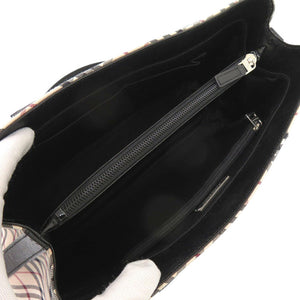 新品同様 バーバリー ノバチェック ナイロンキャンバス レザー ベージュ ハンドバッグ 1386【中古】BURBERRY