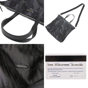 新品同様 プラダ 2WAY カモフラージュ ナイロン ネイビー トートバッグ 1392【中古】PRADA