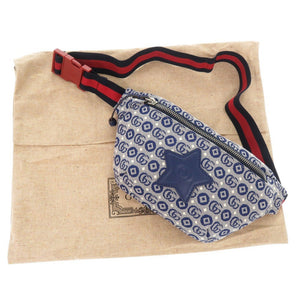 未使用品 グッチ スター 星 502095 キャンバス ブルー ウエストバッグ ボディバッグ ベルトバッグ 1424【中古】GUCCI