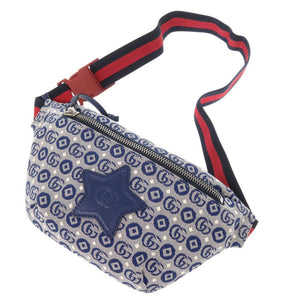 未使用品 グッチ スター 星 502095 キャンバス ブルー ウエストバッグ ボディバッグ ベルトバッグ 1424【中古】GUCCI