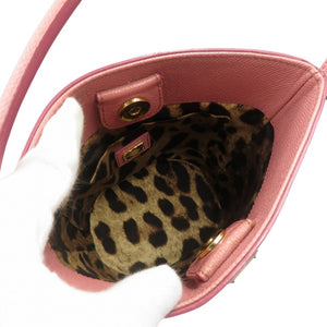 美品 ドルチェアンドガッバーナ レザー ゴールド金具 ピンク レオパード ハンドバッグ 1447【中古】DOLCE&GABBANA