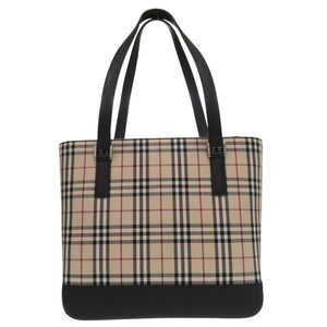 未使用品 バーバリー ノバチェック チェック柄 トートバッグ ナイロンキャンバス レザー ベージュ 1476【中古】BURBERRY