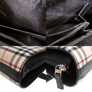 未使用品 バーバリー ノバチェック チェック柄 トートバッグ ナイロンキャンバス レザー ベージュ 1476【中古】BURBERRY
