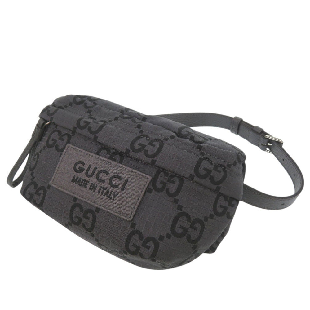 未使用品 グッチ GGクロス ボディバッグ 767934 GGリサイクルポリエステル ダークグレー 1484【中古】GUCCI