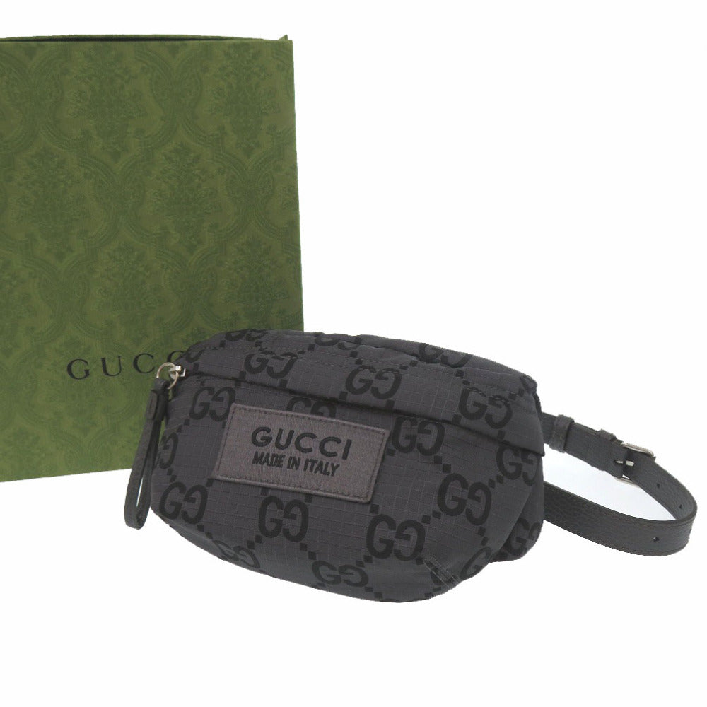 未使用品 グッチ GGクロス ボディバッグ 767934 GGリサイクルポリエステル ダークグレー 1484【中古】GUCCI