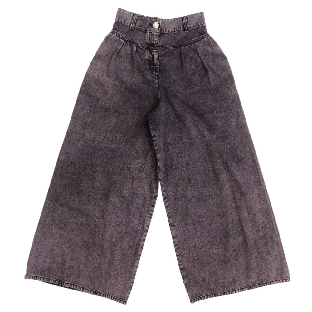 新品同様 シャネル ココマーク サイズ34 コットン ブラック ワイドデニムパンツ デニムパンツ 1485【中古】CHANEL