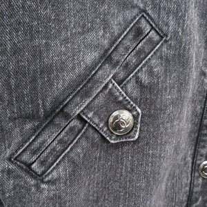 新品同様 シャネル ロゴ刺繍 デニムジャケット Gジャン ココボタン P74033V65658 コットン ブラック 1486【中古】CHANEL