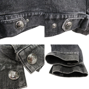 新品同様 シャネル ロゴ刺繍 デニムジャケット Gジャン ココボタン P74033V65658 コットン ブラック 1486【中古】CHANEL