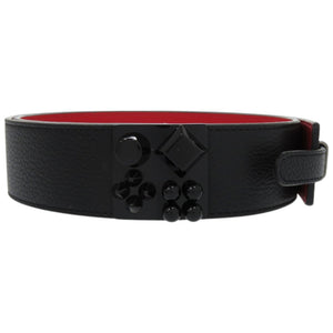 未使用品 クリスチャンルブタン ウエストベルト スタッズ レザー ブラック シルバー金具 黒 赤ベルト 1495【中古】Christian Louboutin