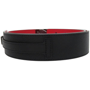 未使用品 クリスチャンルブタン ウエストベルト スタッズ レザー ブラック シルバー金具 黒 赤ベルト 1495【中古】Christian Louboutin