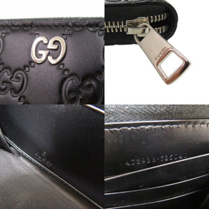 新品同様 グッチ グッチシマ ラウンドファスナー ウォレット 473928 525040 長財布 レザー ブラック 1516【中古】GUCCI