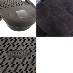 美品 エルメス Mule Go ミュール ゴー FR232865ZH ムートン Hロゴ スウェード ブラック 1517【中古】HERMES