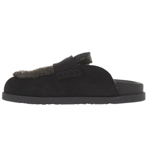 美品 エルメス Mule Go ミュール ゴー FR232865ZH ムートン Hロゴ スウェード ブラック 1517【中古】HERMES