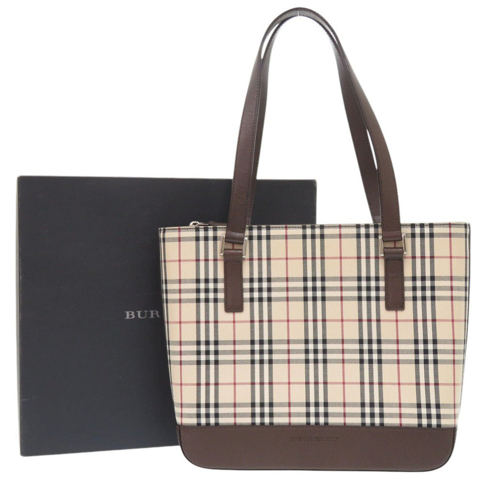 美品 バーバリー ノバチェック キャンバス ベージュ ハンドバッグ 1520【中古】BURBERRY