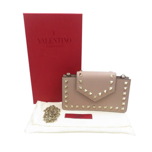 未使用 ヴァレンティノガラヴァーニ ロックスタッズ RW2P0Q13BOL カーフ ゴールド金具 ピンク ショルダーバッグ フォンケース 1521【中古】VALENTINO GARAVANI