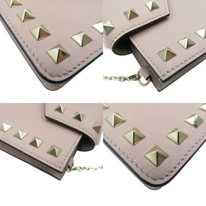 未使用 ヴァレンティノガラヴァーニ ロックスタッズ RW2P0Q13BOL カーフ ゴールド金具 ピンク ショルダーバッグ フォンケース 1521【中古】VALENTINO GARAVANI