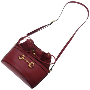 グッチ ホースビット 1955 バケットバッグ 602118 525040 レザー レッド 赤 ショルダーバッグ 1528【中古】GUCCI
