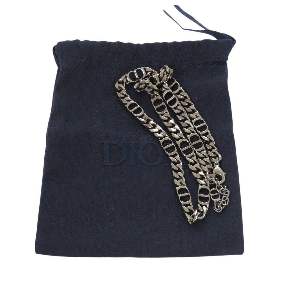 美品 クリスチャンディオール CD Icon チェーンリンク ネックレス N1574HOMMT 真鍮 シルバー 1529【中古】Christian Dior
