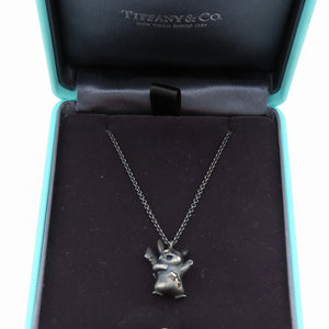 美品 ティファニー ダニエルアーシャム ポケモン コラボ ピカチュウ いぶし加工 ネックレス スターリングシルバー/ダイヤモンド ブラック 黒 ジュエリー アクセサリー 1530【中古】TIFFANY&Co.