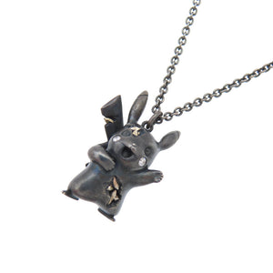 美品 ティファニー ダニエルアーシャム ポケモン コラボ ピカチュウ いぶし加工 ネックレス スターリングシルバー/ダイヤモンド ブラック 黒 ジュエリー アクセサリー 1530【中古】TIFFANY&Co.