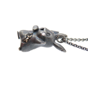 美品 ティファニー ダニエルアーシャム ポケモン コラボ ピカチュウ いぶし加工 ネックレス スターリングシルバー/ダイヤモンド ブラック 黒 ジュエリー アクセサリー 1530【中古】TIFFANY&Co.