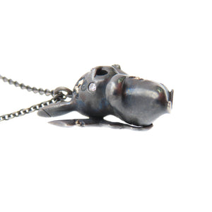 美品 ティファニー ダニエルアーシャム ポケモン コラボ ピカチュウ いぶし加工 ネックレス スターリングシルバー/ダイヤモンド ブラック 黒 ジュエリー アクセサリー 1530【中古】TIFFANY&Co.