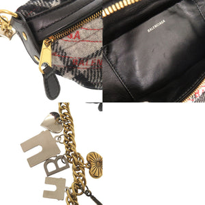 美品 バレンシアガ スーベニア チャーム 518163 ウール レザー レッド ブラック グレー ボディバッグ ベルトバッグ 1535【中古】BALENCIAGA