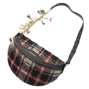 美品 バレンシアガ スーベニア チャーム 518163 ウール レザー レッド ブラック グレー ボディバッグ ベルトバッグ 1535【中古】BALENCIAGA