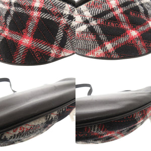 美品 バレンシアガ スーベニア チャーム 518163 ウール レザー レッド ブラック グレー ボディバッグ ベルトバッグ 1535【中古】BALENCIAGA