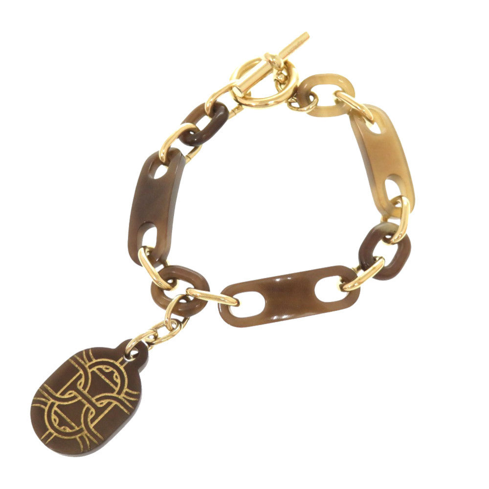 新品同様 エルメス シェーヌダンクル バッファローホーン メタル ブラウン ブレスレット 1538 【中古】 HERMES