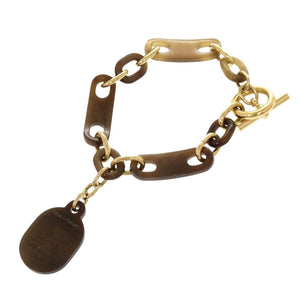 新品同様 エルメス シェーヌダンクル バッファローホーン メタル ブラウン ブレスレット 1538 【中古】 HERMES