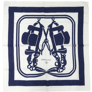 未使用品 エルメス カレ90 ブリッド ドゥ ガラ タトゥー コットン シルク コットン ポリエステル ホワイト ネイビー スカーフ 1545【中古】HERMES