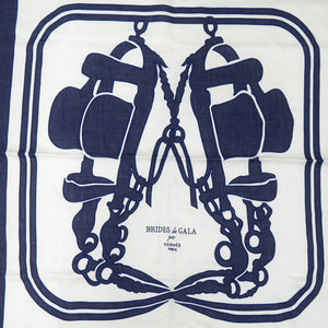 未使用品 エルメス カレ90 ブリッド ドゥ ガラ タトゥー コットン シルク コットン ポリエステル ホワイト ネイビー スカーフ 1545【中古】HERMES