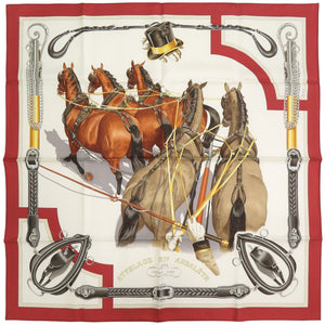未使用品 エルメス カレ90 ATTELAGE EN ARBALETE 弓形連結 シルク マルチカラー スカーフ 1546【中古】HERMES