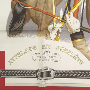 未使用品 エルメス カレ90 ATTELAGE EN ARBALETE 弓形連結 シルク マルチカラー スカーフ 1546【中古】HERMES