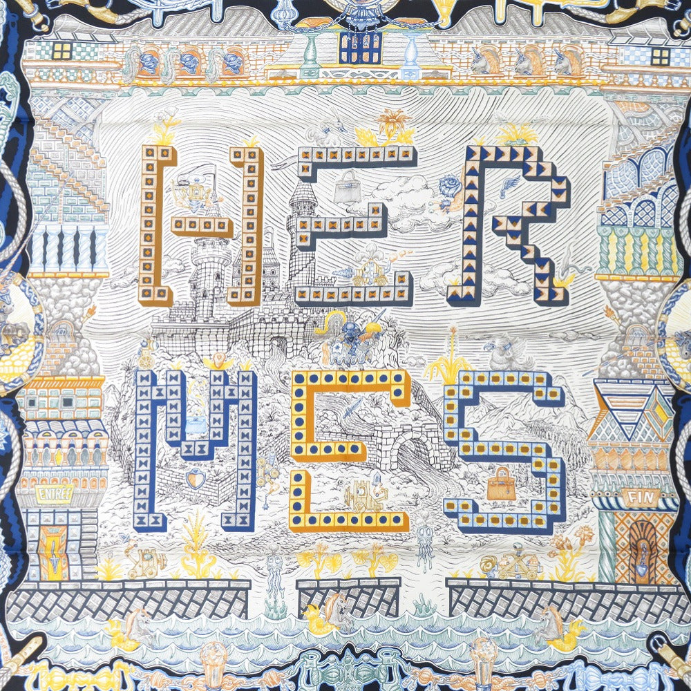 未使用品 エルメス カレ90 Super Silk Quest スーパー シルク クエスト シルク マルチカラー スカーフ 1551【中古】HERMES