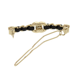 新品同様 シャネル マトラッセ ターンロック ココマーク B21 ゴールド メタル レザー ヘアピン ヘアアクセサリー 1572 【中古】 CHANEL