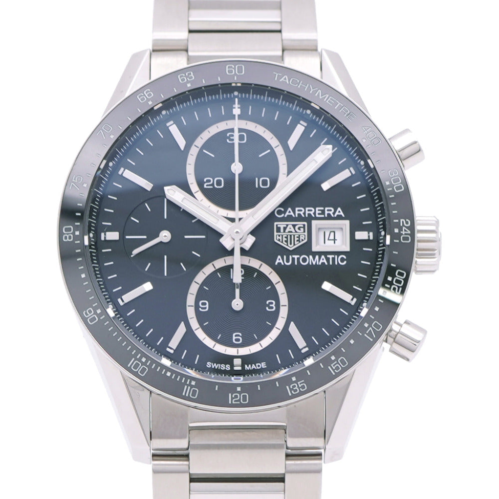 新品同様 タグホイヤー カレラ キャリバー16 CV201AJ-9 自動巻き 腕時計 SS ブラック 黒文字盤 1574【中古】TAG HEUER メンズ