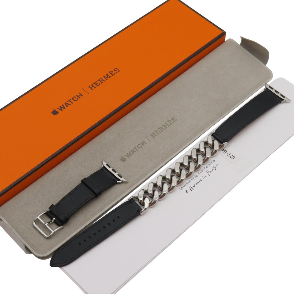 美品 エルメス ドゥブルトゥール グルメット メタル アップルウォッチ 41mm 腕時計 ベルト スイフト ブラック/シルバー 黒 U刻印 1580【中古】HERMES メンズ