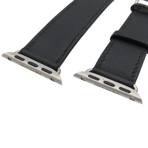 美品 エルメス ドゥブルトゥール グルメット メタル アップルウォッチ 41mm 腕時計 ベルト スイフト ブラック/シルバー 黒 U刻印 1580【中古】HERMES メンズ