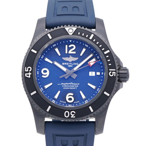 ブライトリング スーパーオーシャン オートマチック 46 ブラックスチール M17368 自動巻き 腕時計 ステンレススチール/ラバー ブルー ネイビー 青文字盤 1584【中古】BREITLING メンズ