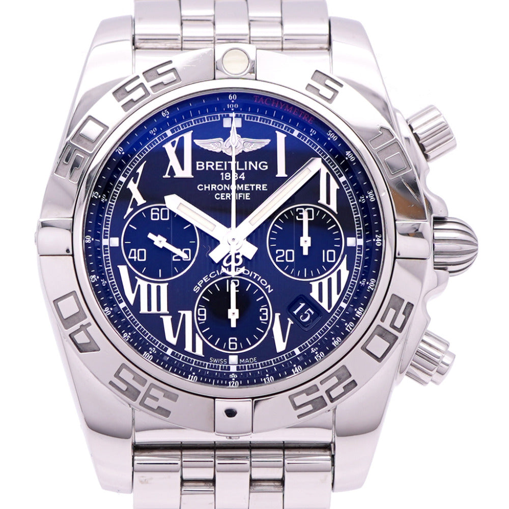 美品 ブライトリング クロノマット AB0110 自動巻き 腕時計 クロノグラフ 44 SS ブラック 黒文字盤 1588【中古】BREITLING メンズ